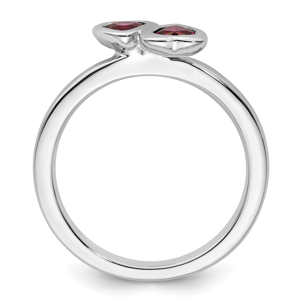 Sterling Silver Stackable Expressions Rhodolite Garnet Double Heart Ring - Size detailed image 2
