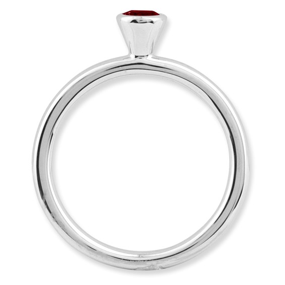 Sterling Silver Stackable Expressions High 4mm Round Gemstone Rings