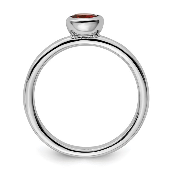 Sterling Silver Stackable Expressions Round Gemstone Bezel Ring  