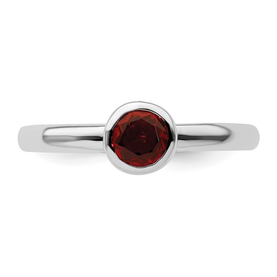 Sterling Silver Stackable Expressions Round Gemstone Bezel Ring  
