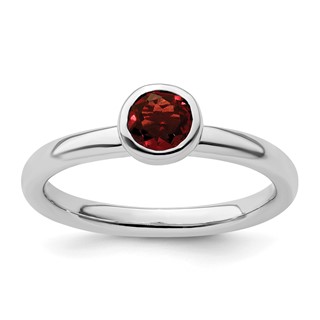 Sterling Silver Stackable Expressions Round Gemstone Bezel Ring  