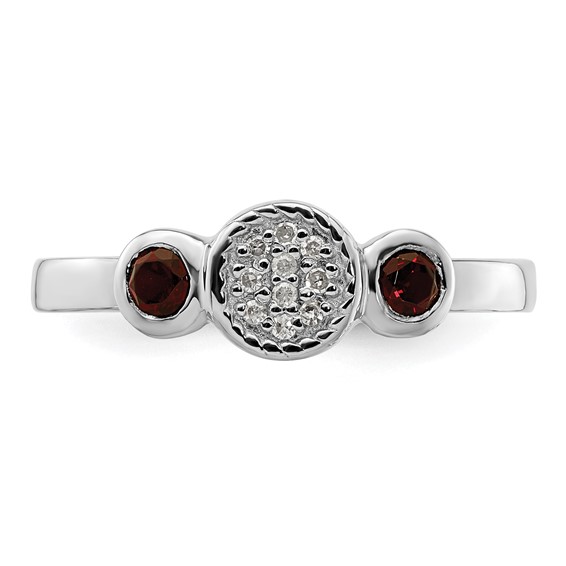 Sterling Silver Stackable Expressions Double Round Gemstone & Rings