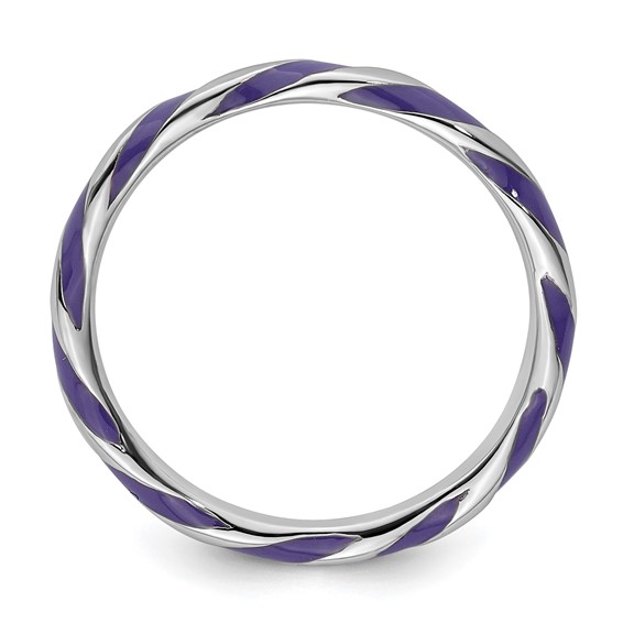 Sterling Silver Stackable Expressions Twisted Purple Enameled Ring