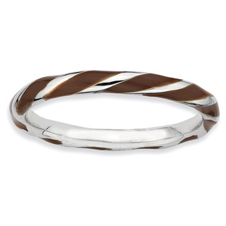 Sterling Silver Stackable Expressions Twisted Brown Enameled Ring
