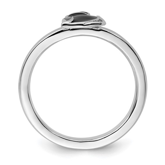 Sterling Silver Stackable Expressions Black Enameled Cat Ring