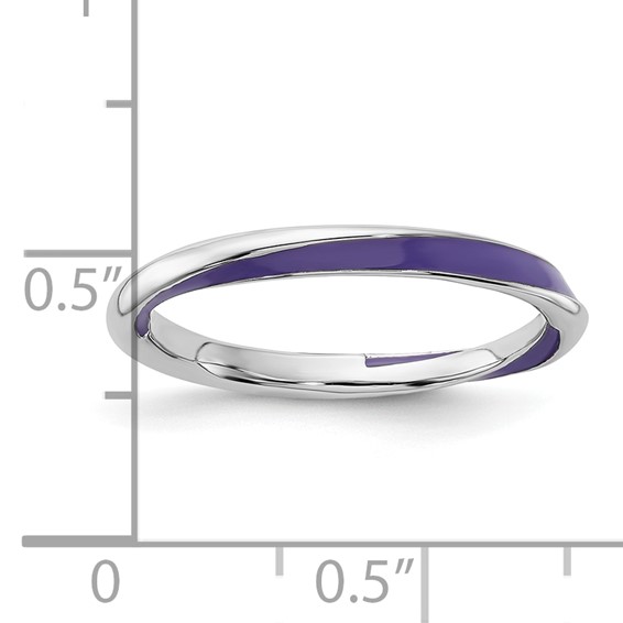 Sterling Silver Stackable Expressions Twisted Purple Enameled Ring
