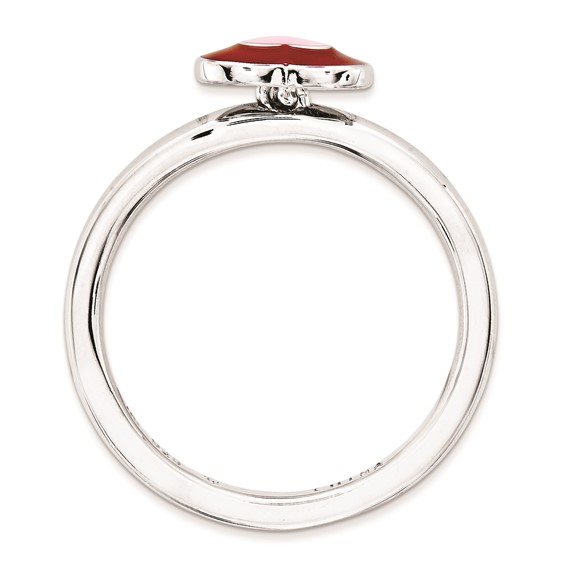 Sterling Silver Stackable Expressions Polished Enameled Hearts Ring