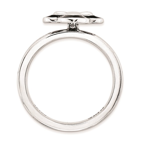 Sterling Silver Stackable Expressions Polished Enameled Fleur De Lis Ring