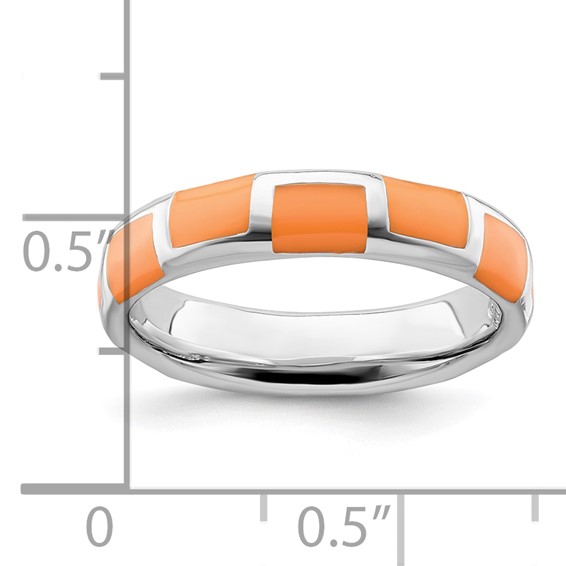 Sterling Silver Stackable Expressions Polished Orange Enameled Ring