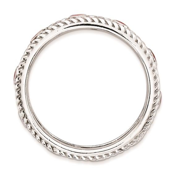 Sterling Silver Stackable Expressions Polished Red/Black Enameled Ring