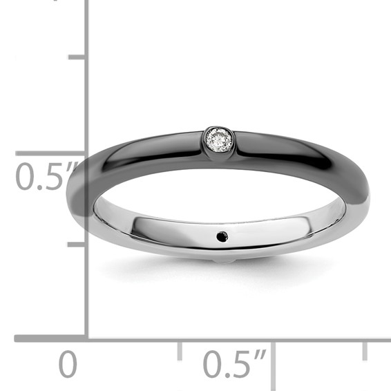 Sterling Silver Stackable Expressions Polished Half White/Black Dia Ring