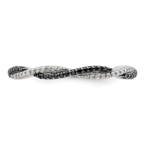 Sterling Silver Stackable Expressions Polished Black/White Dia Ring