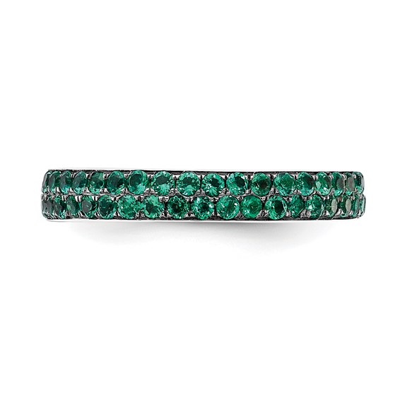 Sterling Silver Stackable Expressions Polished Created Emerald Ring