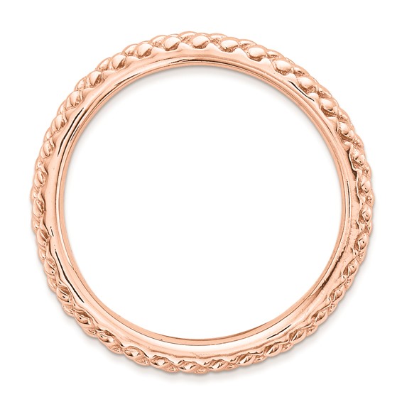 Sterling Silver Stackable Expressions Polished Pink-plate Wave Ring