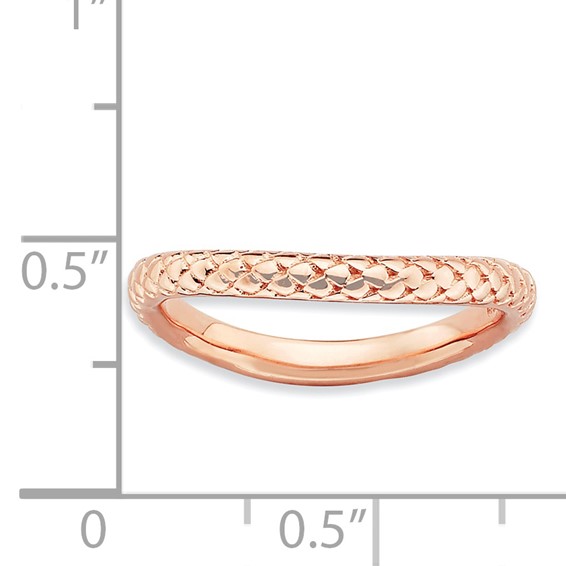 Sterling Silver Stackable Expressions Polished Pink-plate Wave Ring