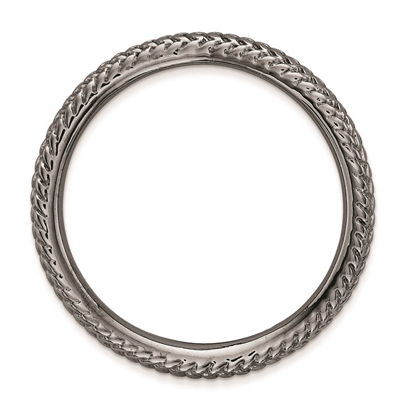 Sterling Silver Stackable Expressions Polished Black-plate Wave Ring