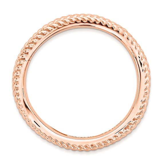 Sterling Silver Stackable Expressions Polished Pink-plate Wave Ring