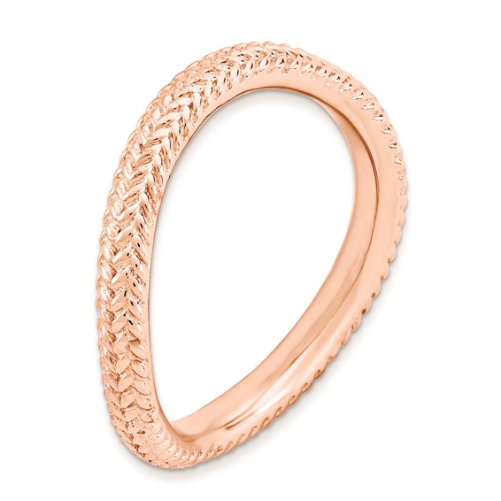 Sterling Silver Stackable Expressions Polished Pink-plate Wave Ring