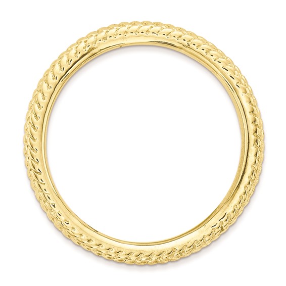 Sterling Silver Stackable Expressions Polished Gold-plate Wave Ring