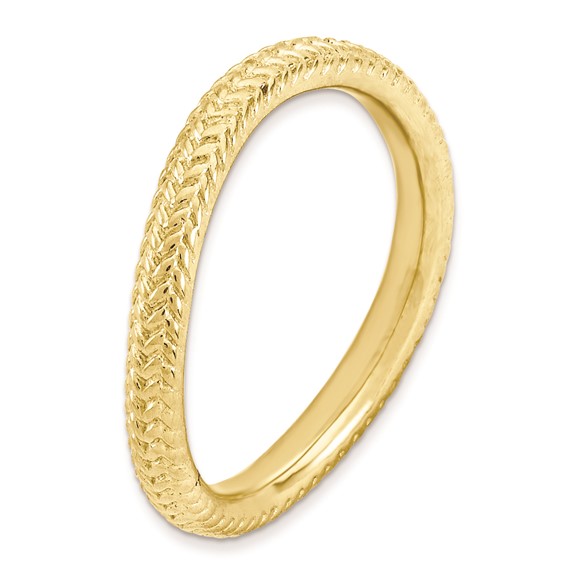 Sterling Silver Stackable Expressions Polished Gold-plate Wave Ring