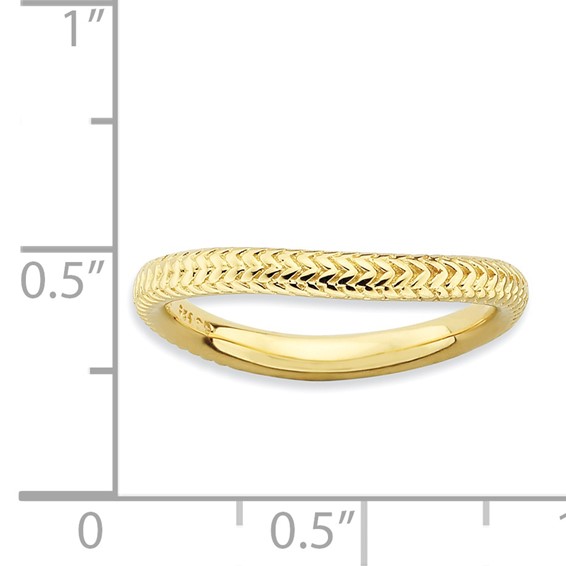 Sterling Silver Stackable Expressions Polished Gold-plate Wave Ring