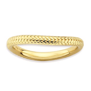 Sterling Silver Stackable Expressions Polished Gold-plate Wave Ring