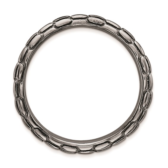 Sterling Silver Stackable Expressions Polished Black-plate Wave Ring