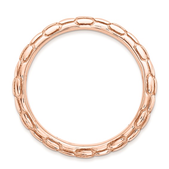 Sterling Silver Stackable Expressions Polished Pink-plate Wave Ring