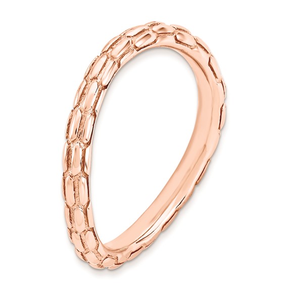 Sterling Silver Stackable Expressions Polished Pink-plate Wave Ring