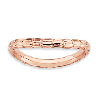 Sterling Silver Stackable Expressions Polished Pink-plate Wave Ring