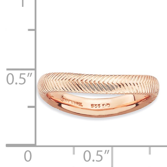 Sterling Silver Stackable Expressions Polished Pink-plate Wave Ring