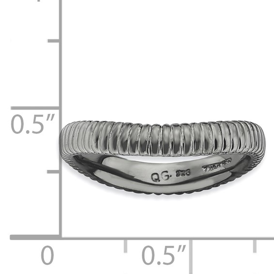 Sterling Silver Stackable Expressions Polished Black-plate Wave Ring