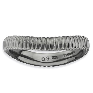 Sterling Silver Stackable Expressions Polished Black-plate Wave Ring