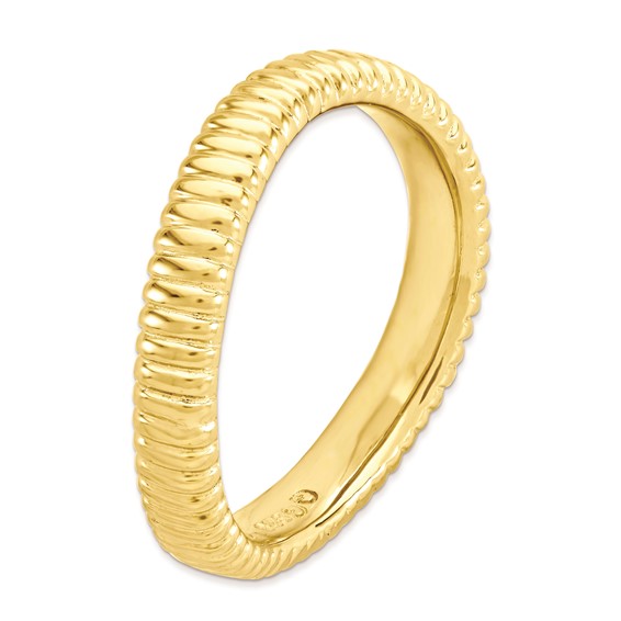 Sterling Silver Stackable Expressions Polished Gold-plate Wave Ring