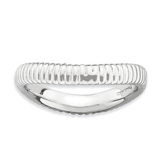 Sterling Silver Stackable Expressions Polished Rhodium-plate Wave Ring