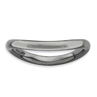 Sterling Silver Stackable Expressions Polished Black-plate Wave Ring