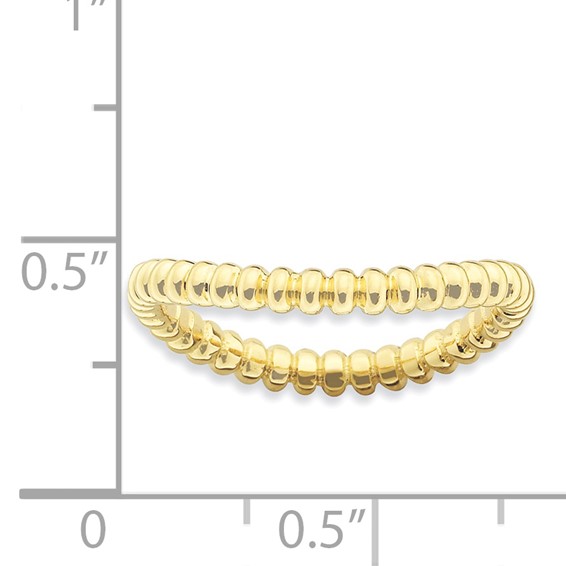 Sterling Silver Stackable Expressions Polished Gold-plate Wave Ring