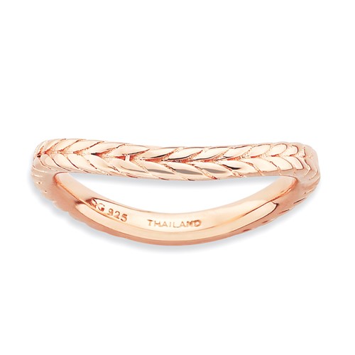 Sterling Silver Stackable Expressions Polished Pink-plate Wave Ring