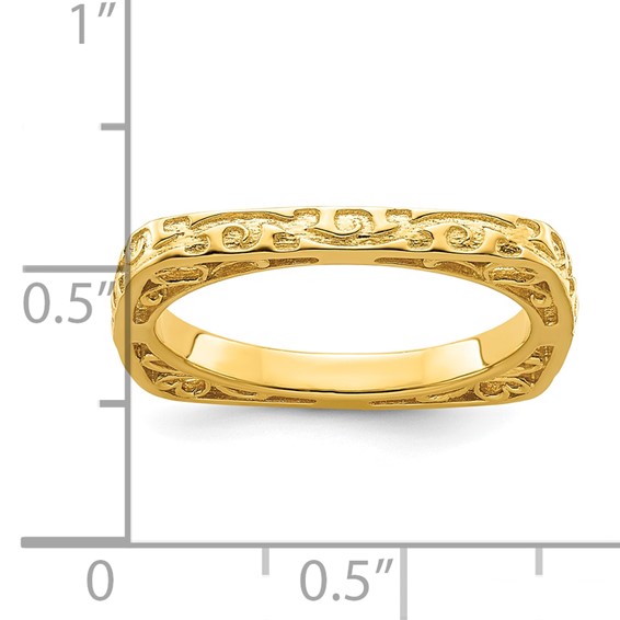 Sterling Silver Stackable Expressions Polished Gold-plated Square Ring