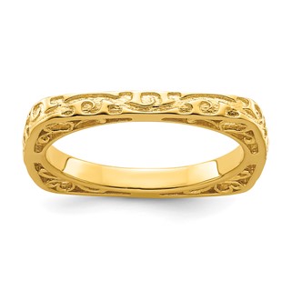 Sterling Silver Stackable Expressions Polished Gold-plated Square Ring