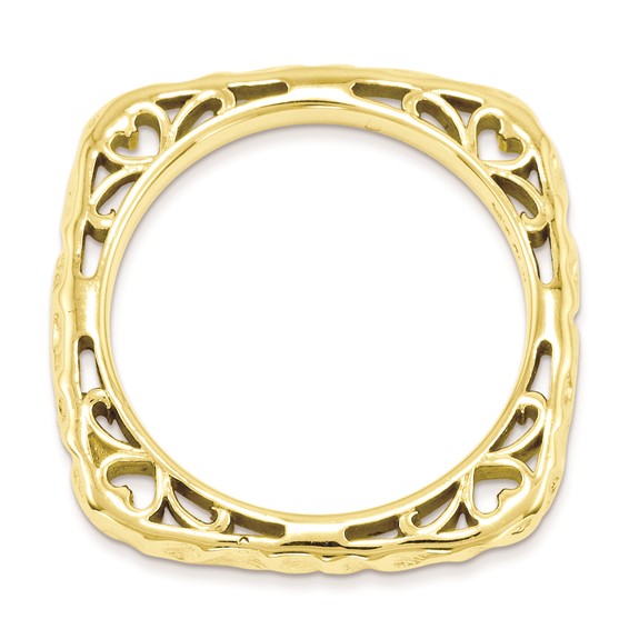 Sterling Silver Stackable Expressions Polished Gold-plate Square Ring