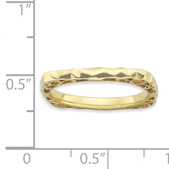 Sterling Silver Stackable Expressions Polished Gold-plate Square Ring