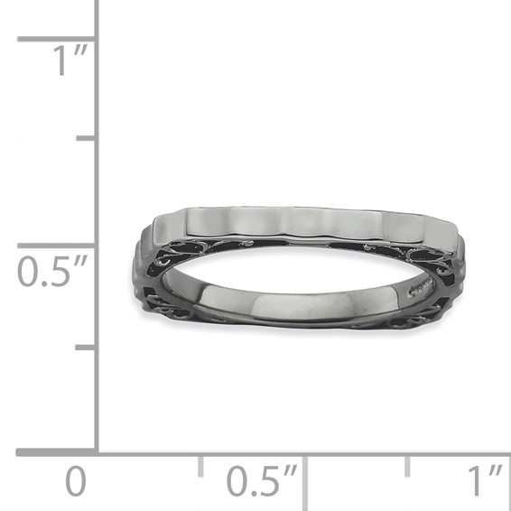Sterling Silver Stackable Expressions Polished Black-plate Square Ring