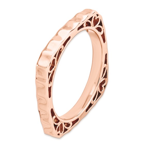 Sterling Silver Stackable Expressions Polished Pink-plate Square Ring