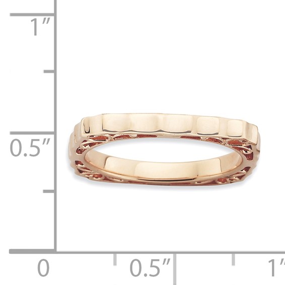 Sterling Silver Stackable Expressions Polished Pink-plate Square Ring
