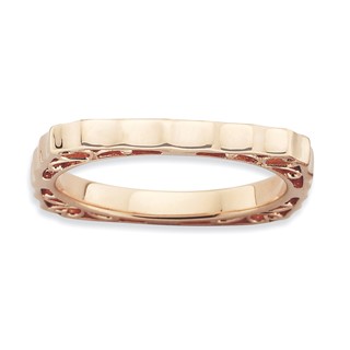 Sterling Silver Stackable Expressions Polished Pink-plate Square Ring