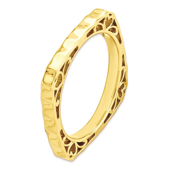 Sterling Silver Stackable Expressions Polished Gold-plate Square Ring