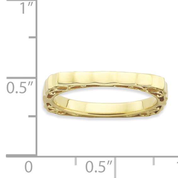 Sterling Silver Stackable Expressions Polished Gold-plate Square Ring