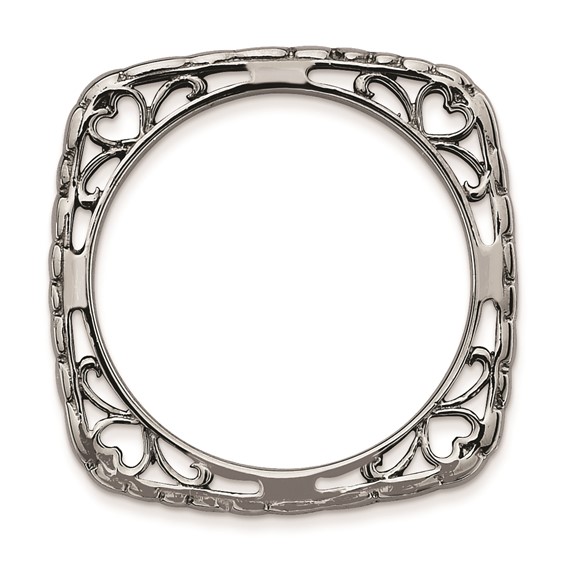 Sterling Silver Stackable Expressions Polished Black-plate Square Ring