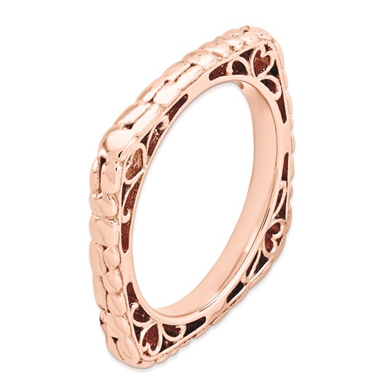 Sterling Silver Stackable Expressions Polished Pink-plate Square Ring